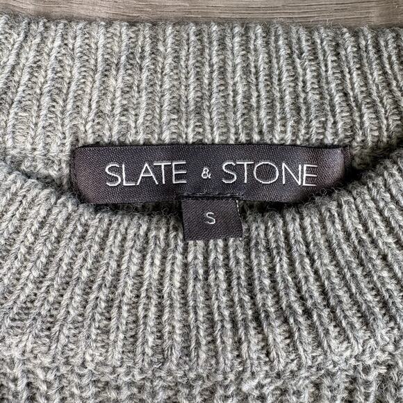 Slate and Stone Men's Size Small Gray Striped Wool Blend Pullover Sweater - Picture 5 of 15